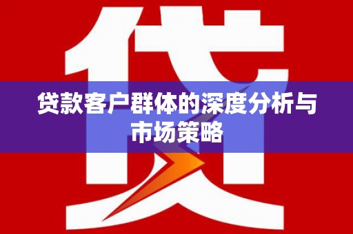 朴子贷款客户群体的深度分析与市场策略