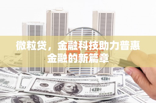 朴子微粒贷，金融科技助力普惠金融的新篇章