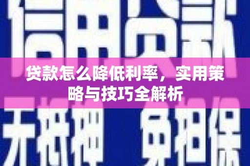 朴子贷款怎么降低利率，实用策略与技巧全解析